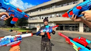 学校で大量のナーフ銃を使ってサバゲーしてみた！